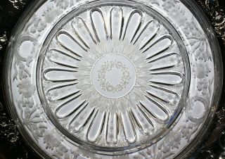 ca.  1913 Rare Grogan Company Sterling Silver Round Platter w Etched Glass Center 5
