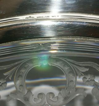 ca.  1913 Rare Grogan Company Sterling Silver Round Platter w Etched Glass Center 8