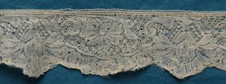 96 Cms.  Antique 18th Century Binche Lace Border C.  1730