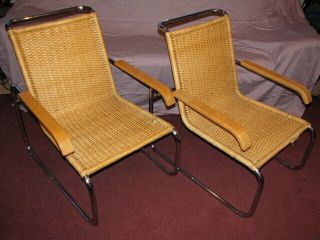 Pair B35 Marcel Breuer Lounge Chairs Mfg By Thonet Germany For Icf York