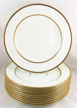 FAB ANTIQUE SET 11 DINNER PLATES WEDGWOOD BONE CHINA X7000 RAISED GOLD ENCRUSTED 11