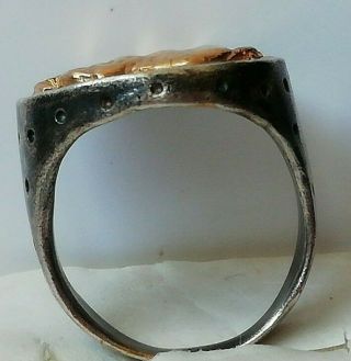 RARE ANCIENT ROMAN SILVER LEGIONNAIRE RING WITH ELEPHANT INLAID GOLD 24K UNIQUE 12