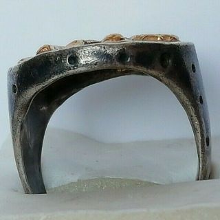 RARE ANCIENT ROMAN SILVER LEGIONNAIRE RING WITH ELEPHANT INLAID GOLD 24K UNIQUE 6