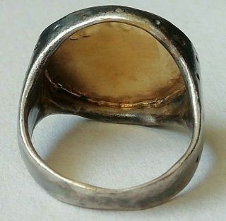 RARE ANCIENT ROMAN SILVER LEGIONNAIRE RING WITH ELEPHANT INLAID GOLD 24K UNIQUE 7