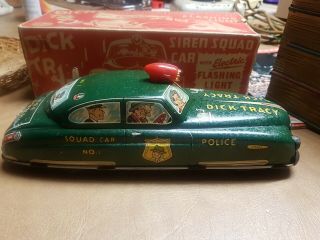 Vintage 1949 Dick Tracy Tin Police Squad Car Wind up Marx 4