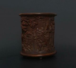 Eastern Fine Perfect Antique Chinese Carved Bamboo Brush Pot Wu Zhifan Marked