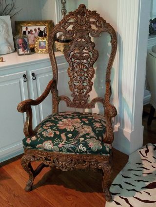 Carved Antique Dining & Side Chairs,  Late 1800 