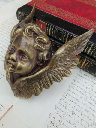 Rare Antique French Bronze - Pediment Ornament Angel Cherub 19th 2