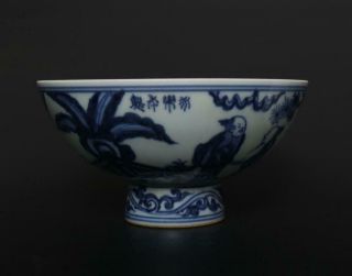 Antique Chinese Porcelain Blue And White Bowl Yongle Marked - Figure