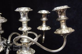 2 Victorian Style Silver Plate Repousse Candelabras Candlesticks Convertible Vtg 12