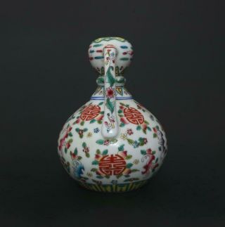 Perfect Antique Chinese Porcelain Famille - Rose Gourd Vase Qianlong Mark 2