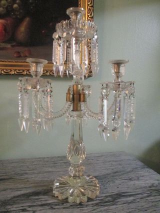 Old Antique French Baccarat Crystal Candelabra.  (1800).