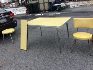 Antique Yellow Kitchen Table Chrome 4 Chairs Vtg Retro Atomic Coatesville Pa