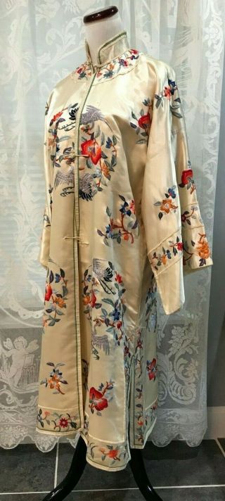 VINTAGE 1920s HANDMADE SILK EMBROIDERED KIMONO ROBE - EXQUISITE DETAIL 2