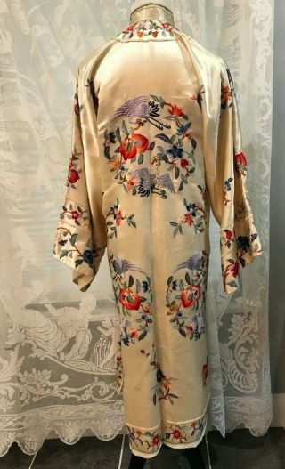 VINTAGE 1920s HANDMADE SILK EMBROIDERED KIMONO ROBE - EXQUISITE DETAIL 5