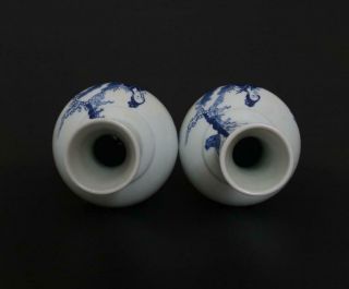 Pair Rare Antique Chinese Porcelain Blue and White Vase Kangxi Marked - figures 6