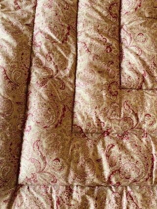 ANTIQUE VINTAGE ENGLISH FEATHER PAISLEY EIDERDOWN QUILT DOUBLE BED GOLD RED ROSE 10