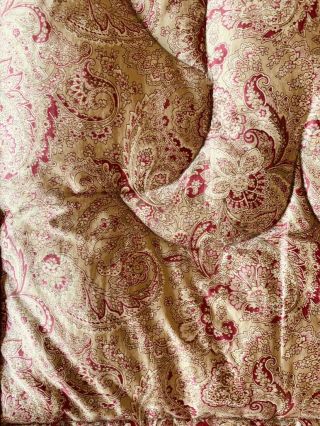 ANTIQUE VINTAGE ENGLISH FEATHER PAISLEY EIDERDOWN QUILT DOUBLE BED GOLD RED ROSE 5