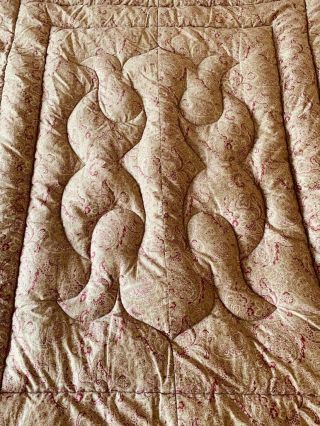 ANTIQUE VINTAGE ENGLISH FEATHER PAISLEY EIDERDOWN QUILT DOUBLE BED GOLD RED ROSE 7