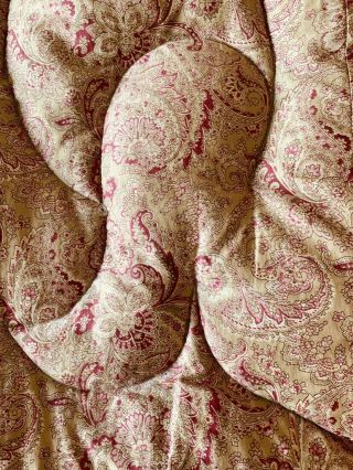 ANTIQUE VINTAGE ENGLISH FEATHER PAISLEY EIDERDOWN QUILT DOUBLE BED GOLD RED ROSE 9