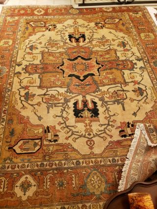 Gorgeous Vintage Wool 8 X 12 Hand Knotted Persian Oriental Rug -