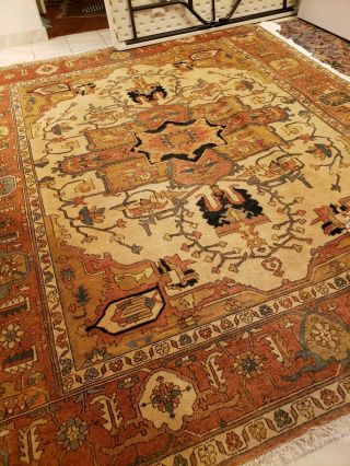 Gorgeous Vintage Wool 8 x 12 Hand Knotted Persian Oriental Rug - 9