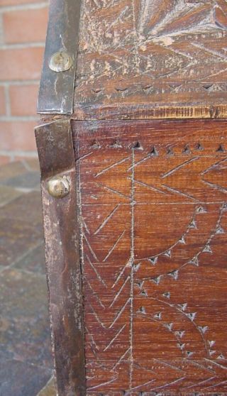 Hand Carved Wooden Antique Carpenters Tool Dowry Chest Rare Piece India? 9