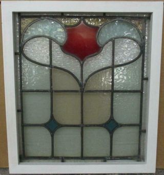 Old English Leaded Stained Glass Window Gorgeous Abstract Design 17.  25 " X 19.  5 "