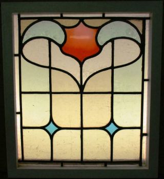 OLD ENGLISH LEADED STAINED GLASS WINDOW Gorgeous Abstract Design 17.  25 