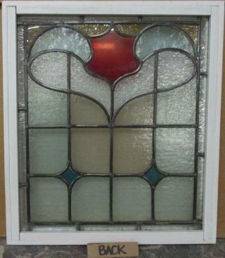 OLD ENGLISH LEADED STAINED GLASS WINDOW Gorgeous Abstract Design 17.  25 