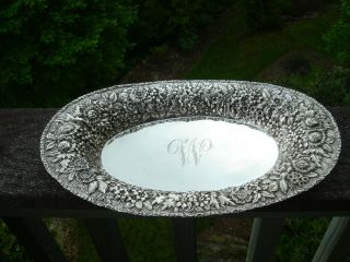 American Sterling Silver Stunning Repousse Platter Baltimore Silver Co.  1890 2