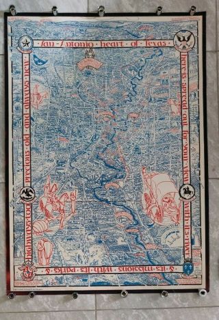 Emily Edwards 1929 Pictorial Map Historic Guide Map San Antonio De Bexar Texas