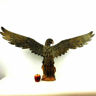 Large Carved Wooden Signed Russian Eagle 44 