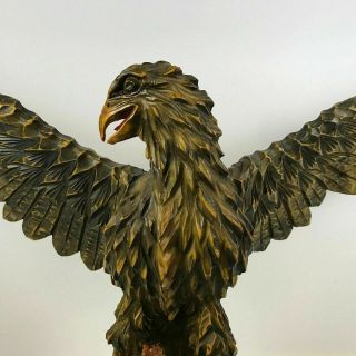Large Carved Wooden Signed Russian Eagle 44 