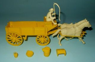 1960 Marx Johnny Ringo Western Frontier Play Set Yellow Plastic Buckboard Wagon