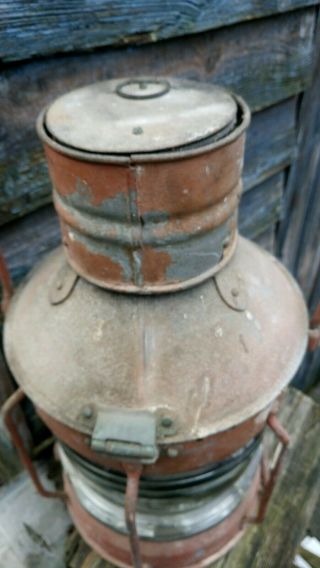 Antique Large Seahorse Not Under Command Ships Masthead Lantern Oil Lamp Light 4