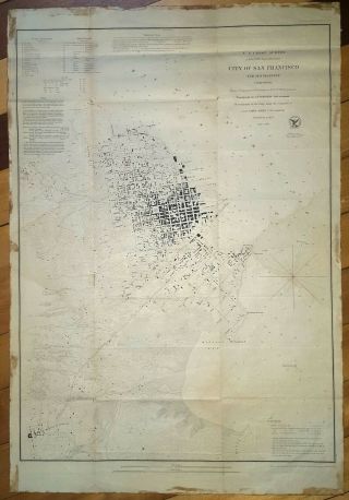1853 Map Of San Francisco Gold Rush Era Ad Bache 19 X 27