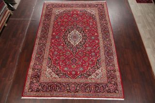 VINTAGE Traditional Floral Oriental Area RUG Hand - Knotted Wool RED Carpet 8x11 2