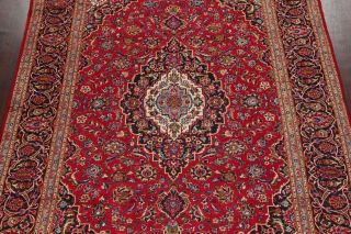 VINTAGE Traditional Floral Oriental Area RUG Hand - Knotted Wool RED Carpet 8x11 3