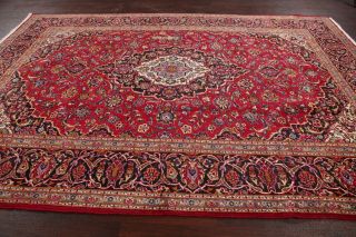 VINTAGE Traditional Floral Oriental Area RUG Hand - Knotted Wool RED Carpet 8x11 7
