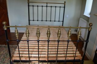 Antique 19th Century Brass And Iron Double Bed,  C1890