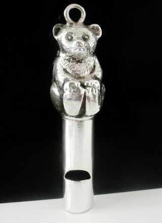 Novelty Silver Teddy Bear Whistle,  Birmingham 1909,  H V Pithey & Co 12