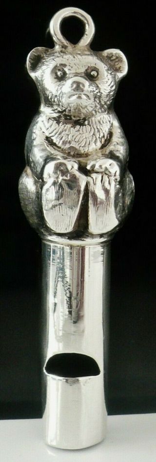 Novelty Silver Teddy Bear Whistle,  Birmingham 1909,  H V Pithey & Co