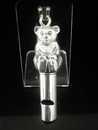 Novelty Silver Teddy Bear Whistle,  Birmingham 1909,  H V Pithey & Co 4
