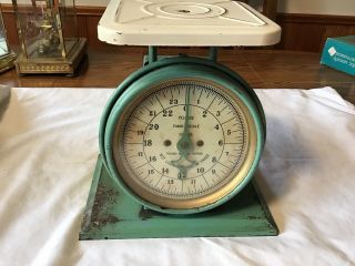 Vintage Pelouze Family Scale Chicago 24lbs Rare Rectangle Base Straight Line.