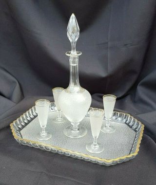 Antique French,  Lovely Service In Frosted Crystal,  Saint Louis N ° 742,  1908