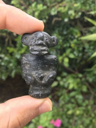 Taino Pre Columbian Black Stone Pendant Unique Antique