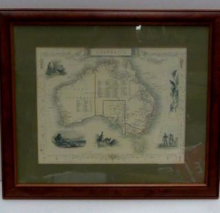 Old Lithograph Print Map Australia Aboriginal Kangaroo Engraved Allen & Rapkin