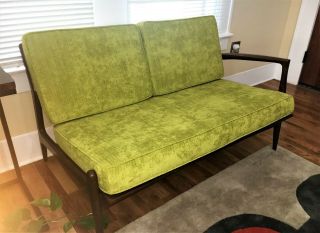 Vintage,  Ib Kofod Larsen Mid Century Danish Loveseat W One Arm