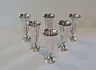 Set/6 Gorham Sterling Silver Cordial Cups Goblets,  Sterling Silver Rim Tray 2